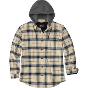 image:imageCarhartt Mens 107011 Rugged Flex Relaxed Fit Flannel Fleece Lined HOat Milk