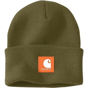image:imageCarhartt Mens Knit Rubber Patch BeanieDark Bronzed Green
