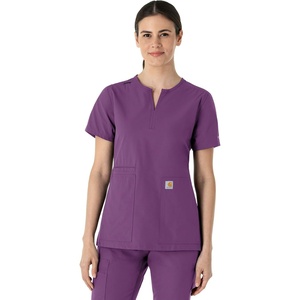 image:imageCarhartt Scrubs C12213 Womens Force Modern Fit Notch Neck Tunic TopEggplant