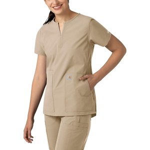 image:imageCarhartt Scrubs C12213 Womens Force Modern Fit Notch Neck Tunic TopKhaki