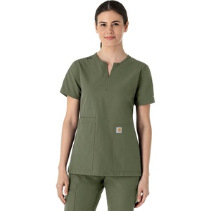 image:imageCarhartt Scrubs C12213 Womens Force Modern Fit Notch Neck Tunic TopOlive