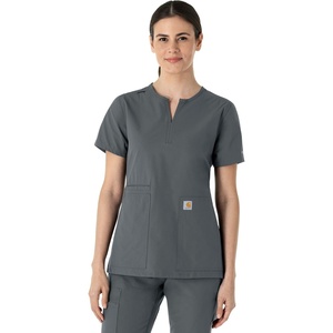image:imageCarhartt Scrubs C12213 Womens Force Modern Fit Notch Neck Tunic TopPewter