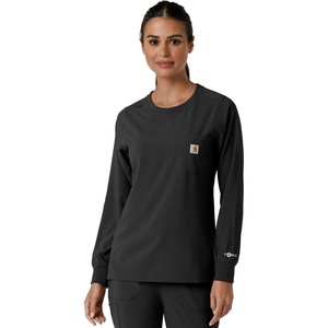 image:imageCarhartt Scrubs C13610 Womens Crewneck LongSleeve Scrub TopBlack