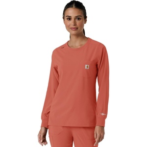 image:imageCarhartt Scrubs C13610 Womens Crewneck LongSleeve Scrub TopDusty Cedar