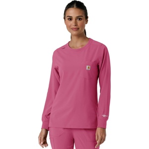 image:imageCarhartt Scrubs C13610 Womens Crewneck LongSleeve Scrub TopElectric Fuschia