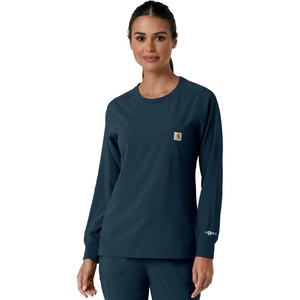 image:imageCarhartt Scrubs C13610 Womens Crewneck LongSleeve Scrub TopNavy