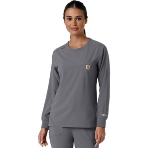 image:imageCarhartt Scrubs C13610 Womens Crewneck LongSleeve Scrub TopPewter