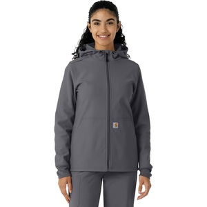 image:imageCarhartt Scrubs C85023 Womens Rugged Flex Modern Fit Bonded Fleece HoPewter