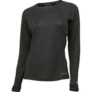 image:imageCarhartt Womens Force Midweight Stretch Base Layer CrewneckBlack Heather