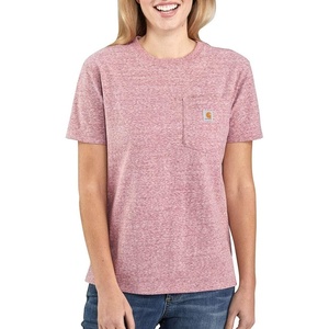 image:imageCarhartt Womens Iconic WK87 Pocket TShirt CloseoutDark Barn Red Snow Heather