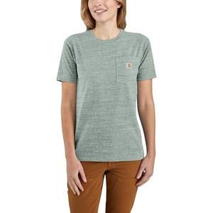 image:imageCarhartt Womens Iconic WK87 Pocket TShirt CloseoutLeaf Green Snow Heather