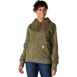 image:imageCarhartt Womens Relaxed Fit Midweight Logo Sleeve Graphic Printed SweatshirtDusty Olive Vintage Camo