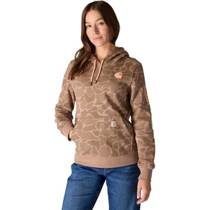 image:imageCarhartt Womens Relaxed Fit Midweight Logo Sleeve Graphic Printed SweatshirtSoft Sepia Vintage Camo