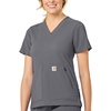 image:imageCarhartt Scrubs C12237 Womens Rugged Flex Modern Fit 4Pocket VNeckPewter