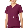 image:imageCarhartt Scrubs C12237 Womens Rugged Flex Modern Fit 4Pocket VNeckWine