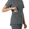 image:imageCarhartt Scrubs C12413 Womens Force Essentials Modern Fit Notch NeckPewter