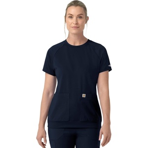 image:imageCarhartt Force CrossFlex Knit Womens Crew Neck Scrub TopNavy