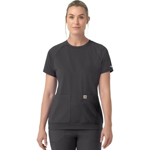 image:imageCarhartt Force CrossFlex Knit Womens Crew Neck Scrub TopPewter