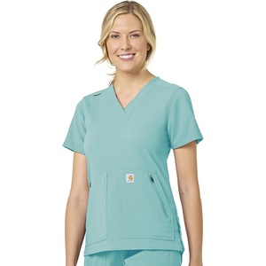image:imageCarhartt Scrubs C12237 Womens Rugged Flex Modern Fit 4Pocket VNeckAqua Sea