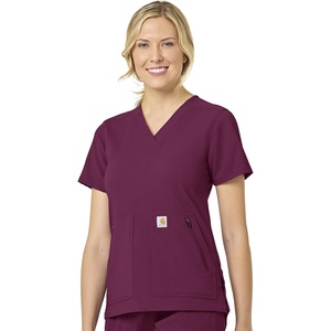 image:imageCarhartt Scrubs C12237 Womens Rugged Flex Modern Fit 4Pocket VNeckWine