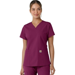image:imageCarhartt Scrubs C12313 Womens Force Essentials Modern Fit VNeck TopWine