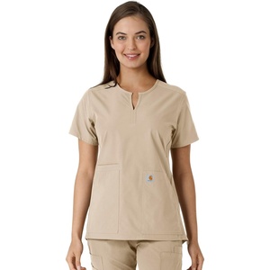 image:imageCarhartt Scrubs C12413 Womens Force Essentials Modern Fit Notch NeckKhaki