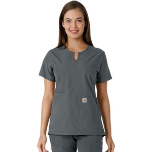 image:imageCarhartt Scrubs C12413 Womens Force Essentials Modern Fit Notch NeckPewter