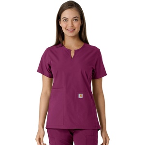 image:imageCarhartt Scrubs C12413 Womens Force Essentials Modern Fit Notch NeckWine