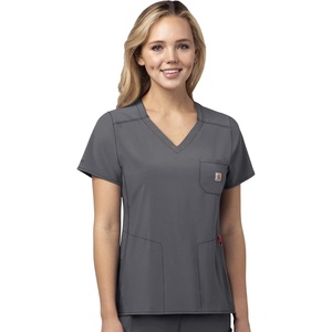 image:imageCarhartt Scrubs C12610 Womens Force CrossFlex Modern Fit Chest PockePewter