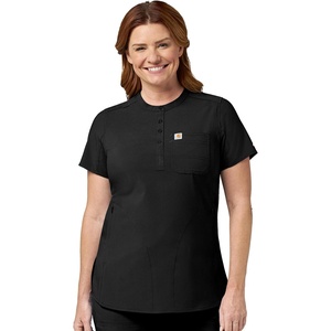 image:imageCarhartt Scrubs C12910 Womens Force CrossFlex ModernFit Henley TuniBlack