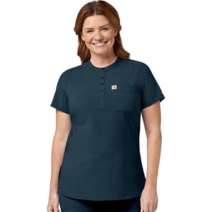 image:imageCarhartt Scrubs C12910 Womens Force CrossFlex ModernFit Henley TuniNavy