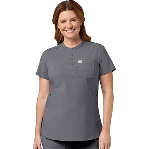 image:imageCarhartt Scrubs C12910 Womens Force CrossFlex ModernFit Henley TuniPewter