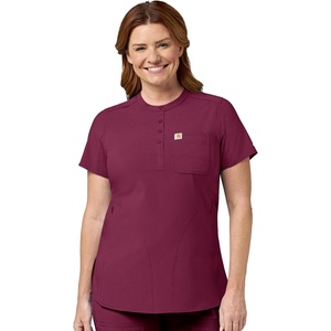 image:imageCarhartt Scrubs C12910 Womens Force CrossFlex ModernFit Henley TuniWine