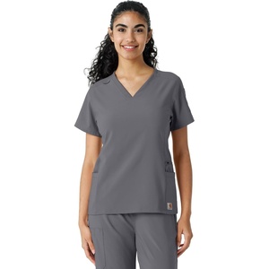 image:imageCarhartt Scrubs C13310 Womens CrossFlex Modern Fit Oversized VNeck TopPewter