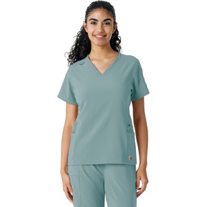 image:imageCarhartt Scrubs C13310 Womens CrossFlex Modern Fit Oversized VNeck TopSummer Blue