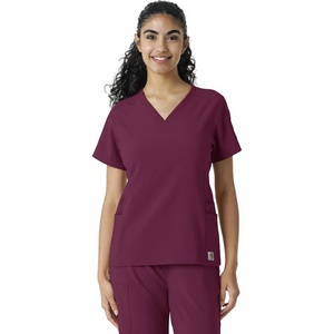 image:imageCarhartt Scrubs C13310 Womens CrossFlex Modern Fit Oversized VNeck TopWine