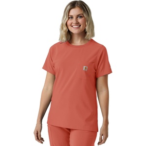 image:imageCarhartt Scrubs C13510 Womens Force Crew Neck Scrub TopDusty Cedar