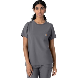 image:imageCarhartt Scrubs C13510 Womens Force Crew Neck Scrub TopPewter