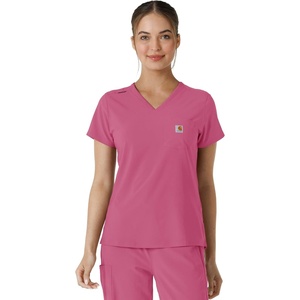 image:imageCarhartt Scrubs for Women Force CrossFlex Tuckin VNeck Tops with 1 PocketElectric Fuschia
