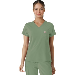 image:imageCarhartt Scrubs for Women Force CrossFlex Tuckin VNeck Tops with 1 PocketGreen Slate
