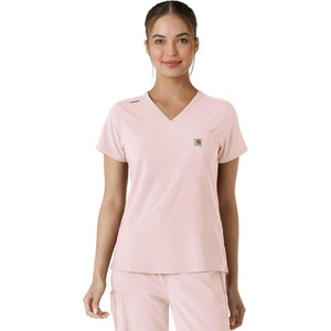 image:imageCarhartt Scrubs for Women Force CrossFlex Tuckin VNeck Tops with 1 PocketSoft Rose