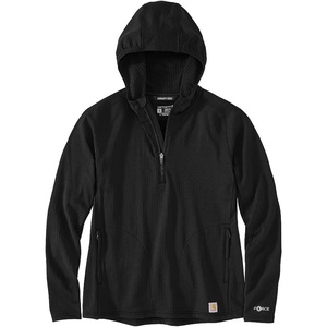 image:imageCarhartt Womens 106456 Womens Force Relaxed Fit HalfZip Hooded TShirtBlack
