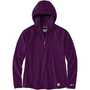 image:imageCarhartt Womens 106456 Womens Force Relaxed Fit HalfZip Hooded TShirtEggplant