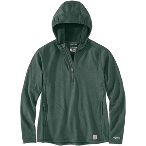 image:imageCarhartt Womens 106456 Womens Force Relaxed Fit HalfZip Hooded TShirtFrosted Balsam