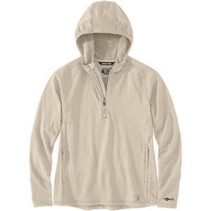 image:imageCarhartt Womens 106456 Womens Force Relaxed Fit HalfZip Hooded TShirtOat Milk
