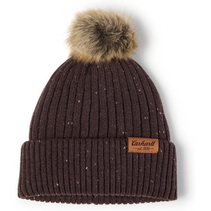 image:imageCarhartt Womens Knit Faux Fur Pompom BeanieDark Sepia Nep