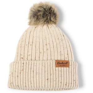 image:imageCarhartt Womens Knit Faux Fur Pompom BeanieOat Milk Nep