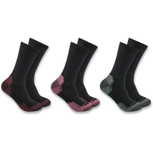 image:imageCarhartt Womens Midweight Cotton Blend Crew Socks 3PackBlack Assorted