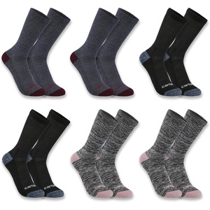 image:imageCarhartt Womens SC1156W Womens Midweight Crew Sock 6PackAssorted 01