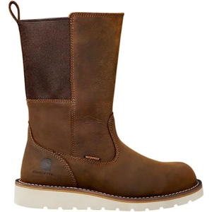 image:imageCarhartt Womens Waterproof Steel Toe Wellington Boot Slip On Work Boot Leather Slip Resistant Wedge OutsoleBrown